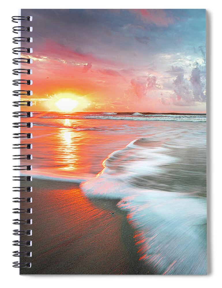 Folly Beach Spiral Notebook featuring the photograph Folly Beach Sunrise by Jordan Hill