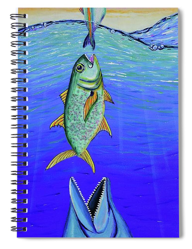 Fish Spiral Notebook featuring the painting Food Chain by Mary Scott