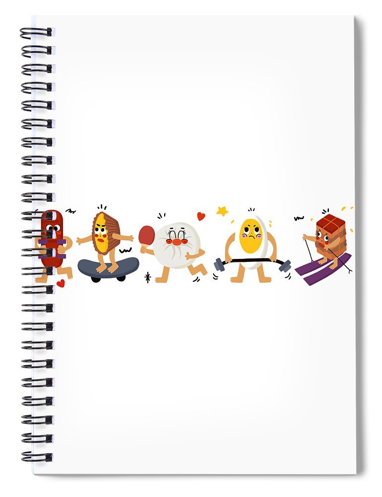 Sausage Spiral Notebook featuring the drawing Food love Sports series 1 by Min Fen Zhu