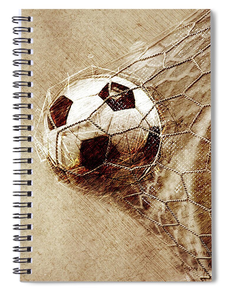 Football Spiral Notebook featuring the digital art Football player sport art #football #soccer by Justyna Jaszke JBJart