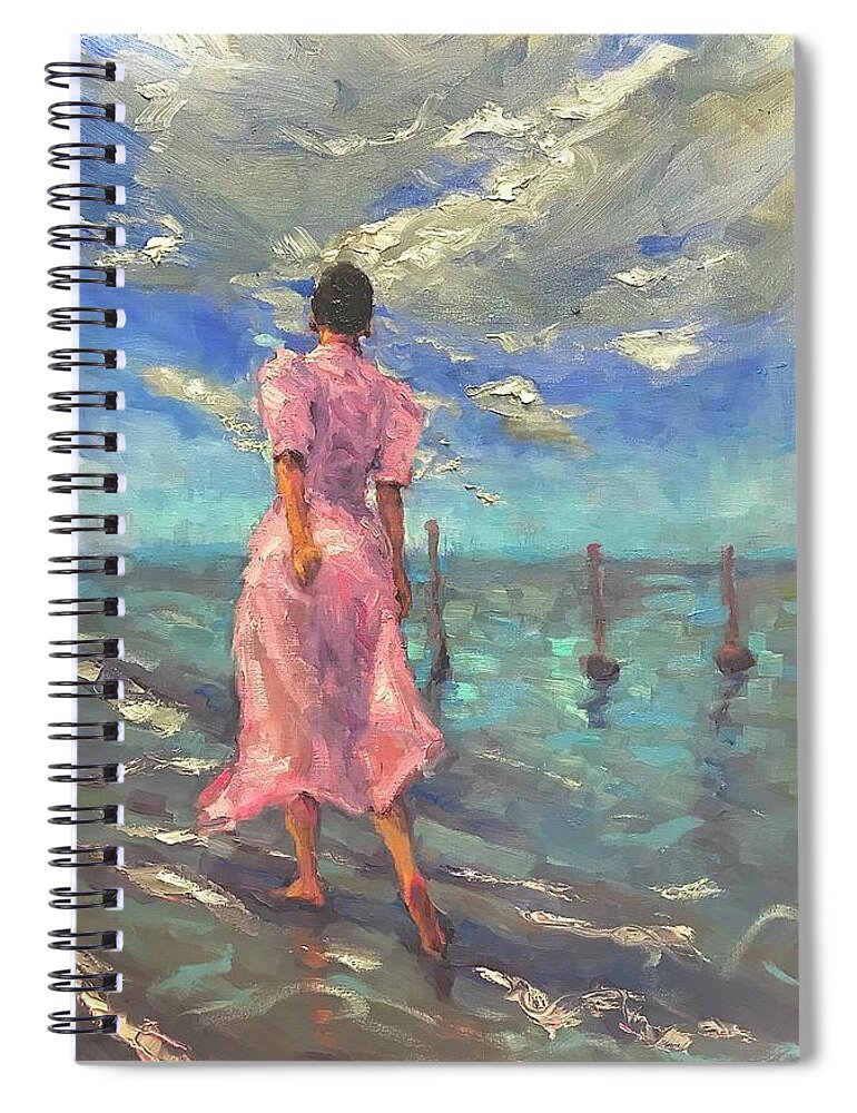 Female Spiral Notebook featuring the painting Footprints by Ashlee Trcka
