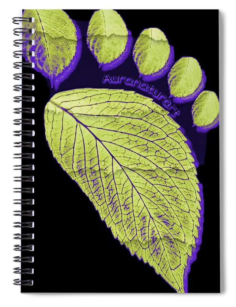 Footprints Spiral Notebook featuring the photograph FOOTPRINTS BlackSide by Auranatura Art