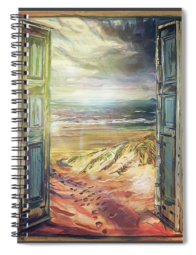 Beach Landscape Spiral Notebook featuring the painting Footprints by Try Cheatham