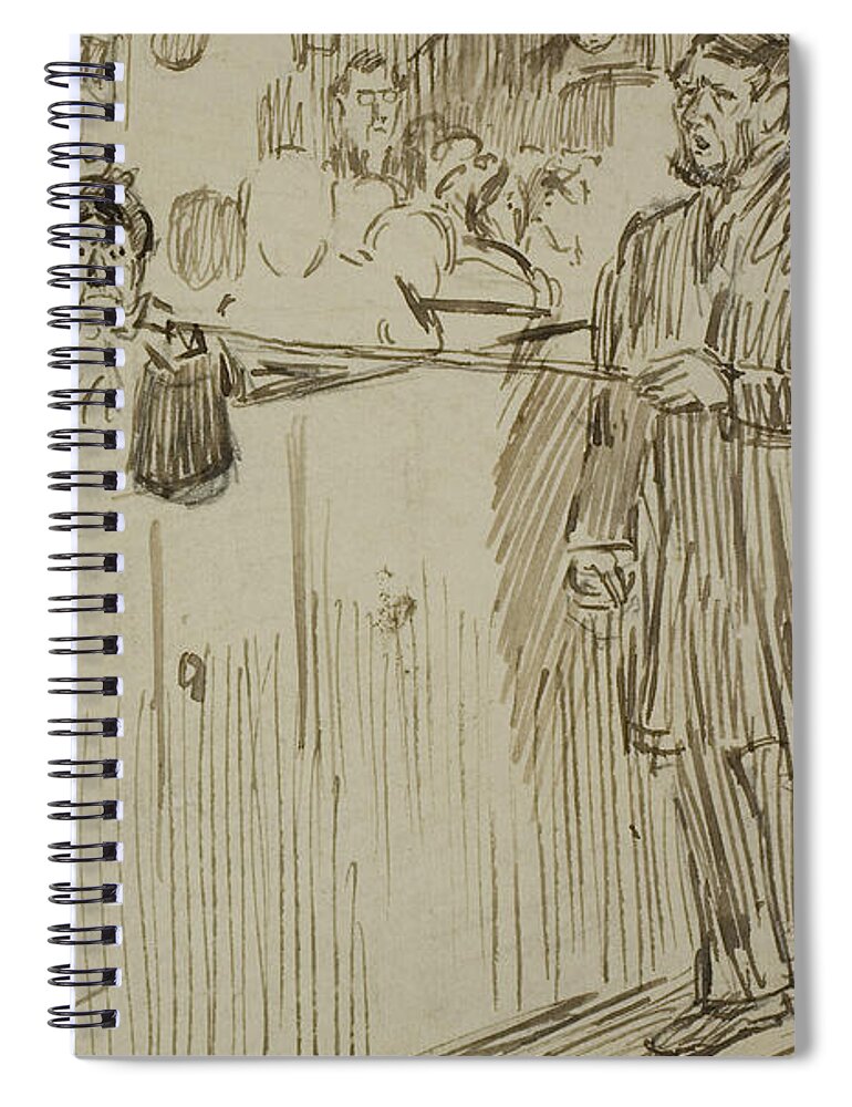 19th Century Art Spiral Notebook featuring the drawing Force of Habit by Charles Samuel Keene