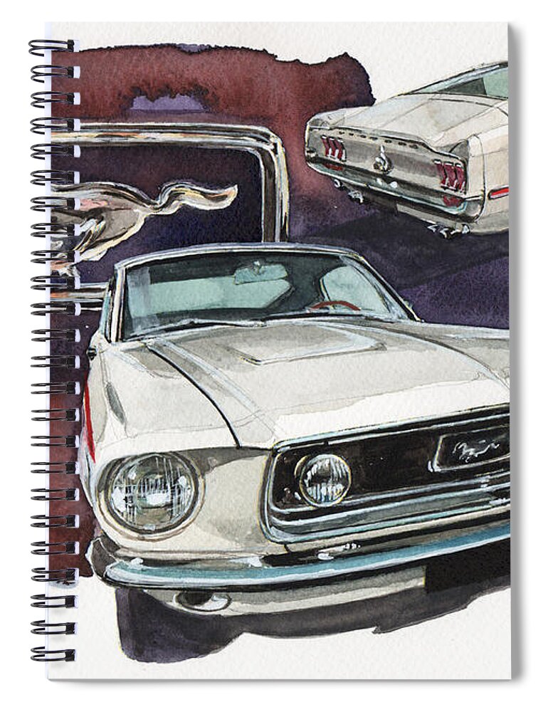 Ford Spiral Notebook featuring the painting Ford Mustang Coupe by Yoshiharu Miyakawa