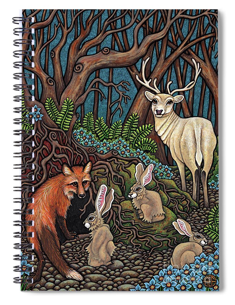 Hare Spiral Notebook featuring the painting Forest Of Night by Amy E Fraser