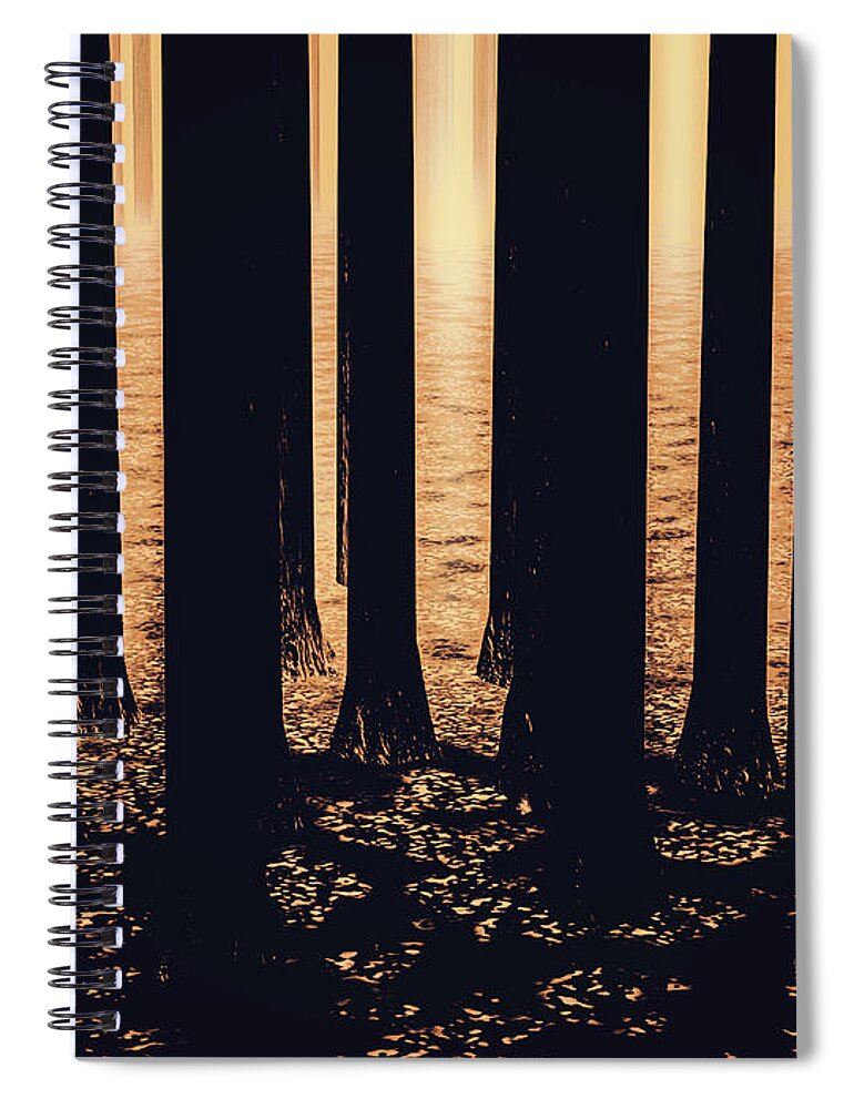 Surreal Spiral Notebook featuring the digital art Forest of Orange by Phil Perkins