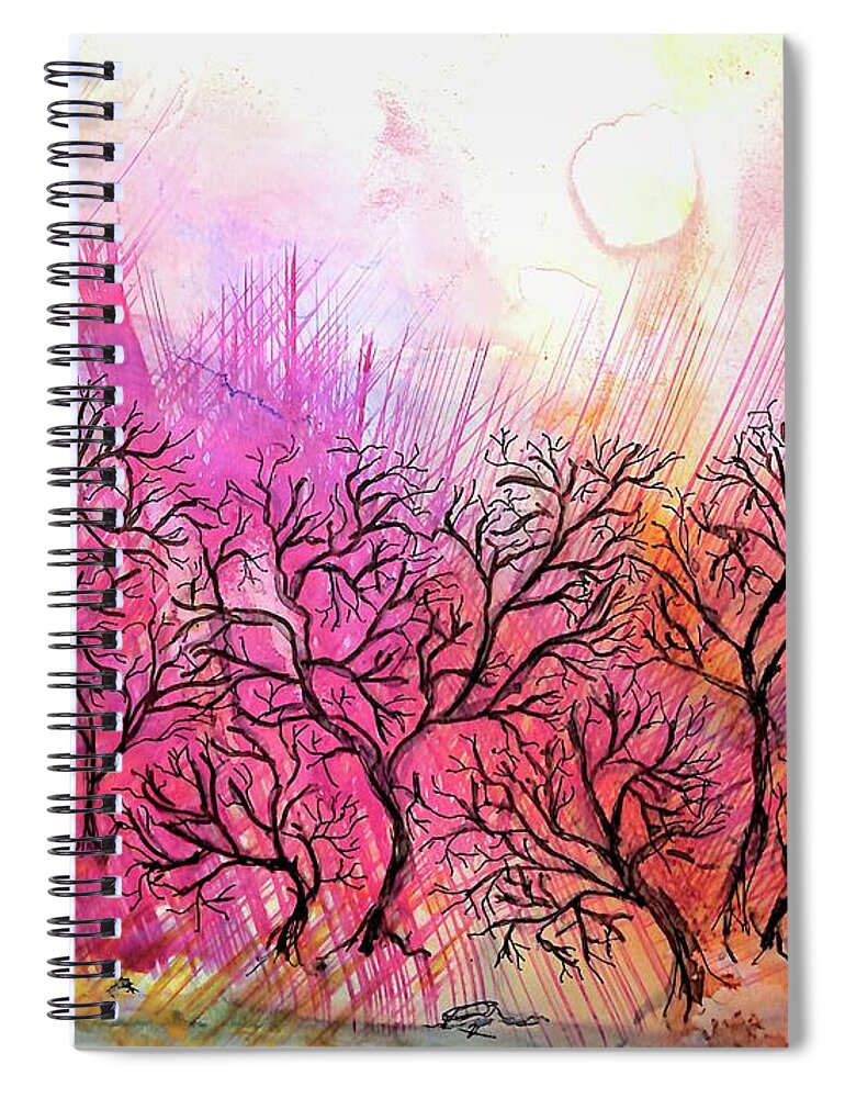 Trees Spiral Notebook featuring the painting Forest on Fire Painting by Patty Donoghue