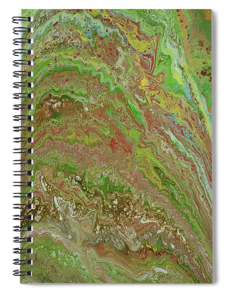 Green Spiral Notebook featuring the mixed media Forest Pour by Aimee Bruno