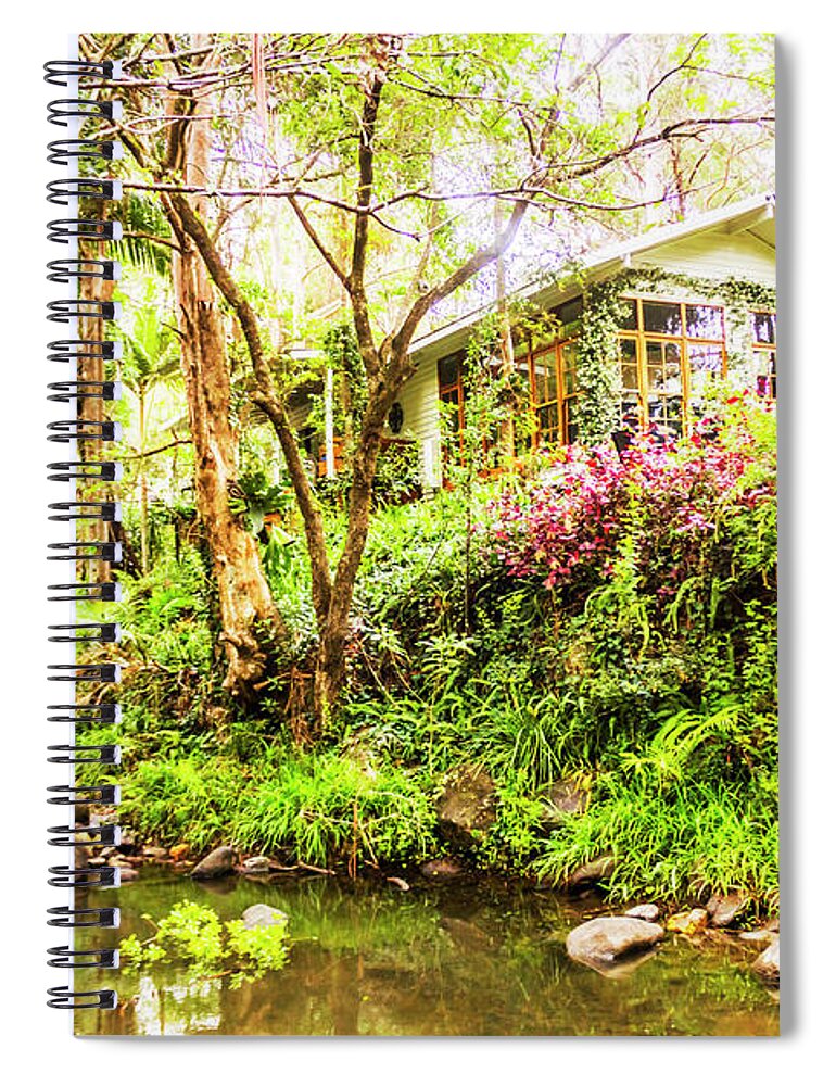 Green Spiral Notebook featuring the photograph Forest retreat by Jorgo Photography