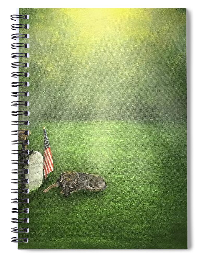 Dog Spiral Notebook featuring the painting Forever Loyal by Marlene Little