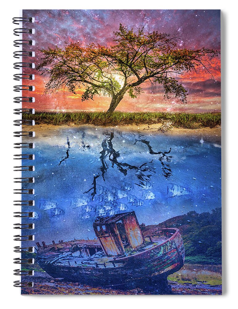 Boats Spiral Notebook featuring the photograph Forgotten Dreams by Debra and Dave Vanderlaan