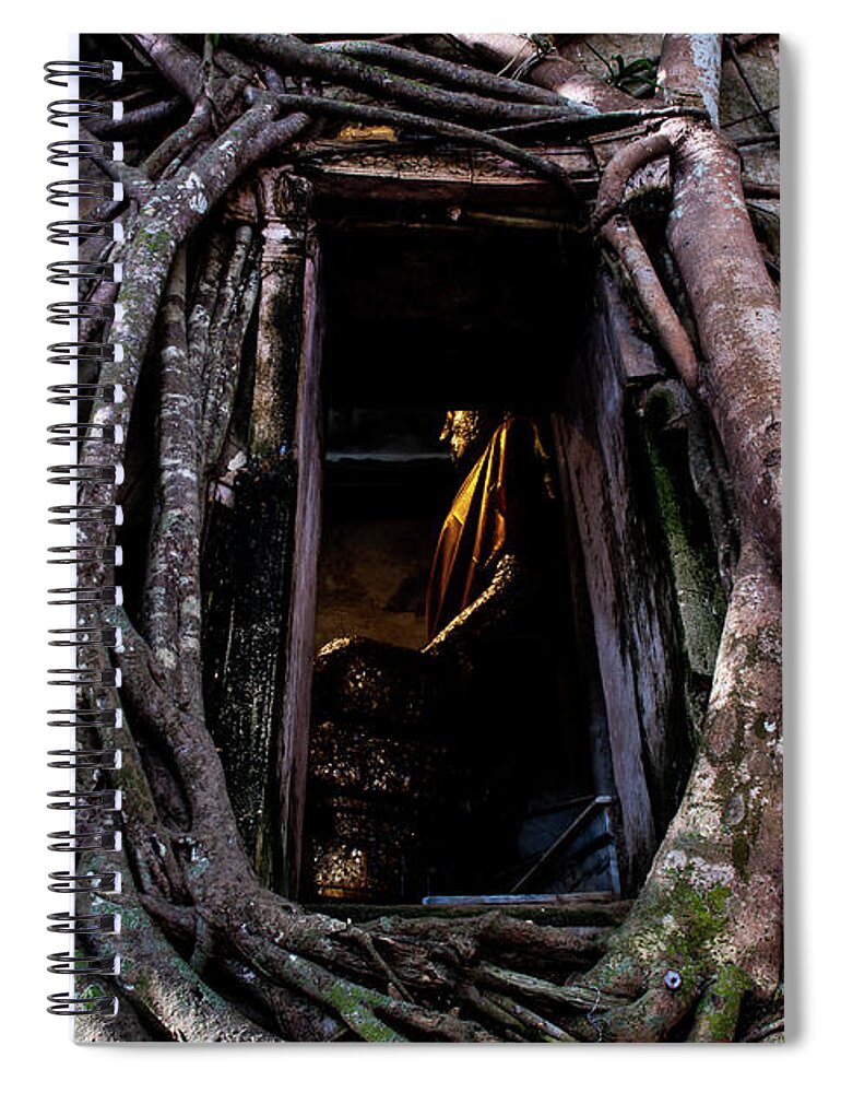 Banyan Spiral Notebook featuring the photograph Forgotten Temple - Wat Ban Kung, Thailand by Earth And Spirit