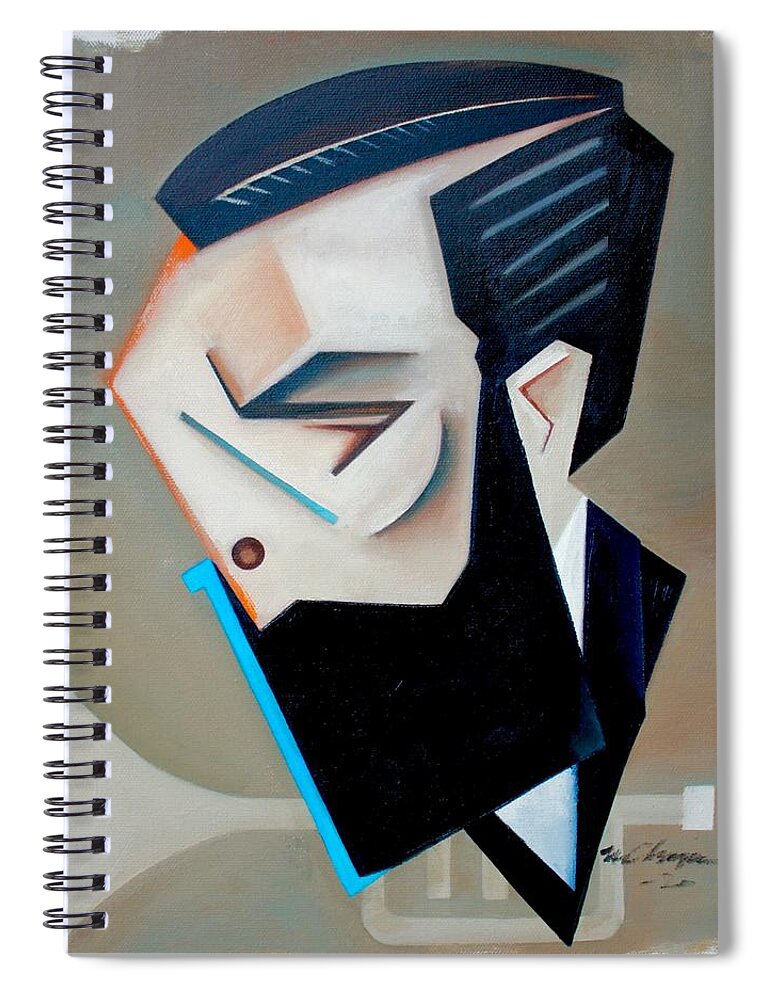 Jazz Spiral Notebook featuring the painting Form Theory / a portrait of Josh Lawrence by Martel Chapman