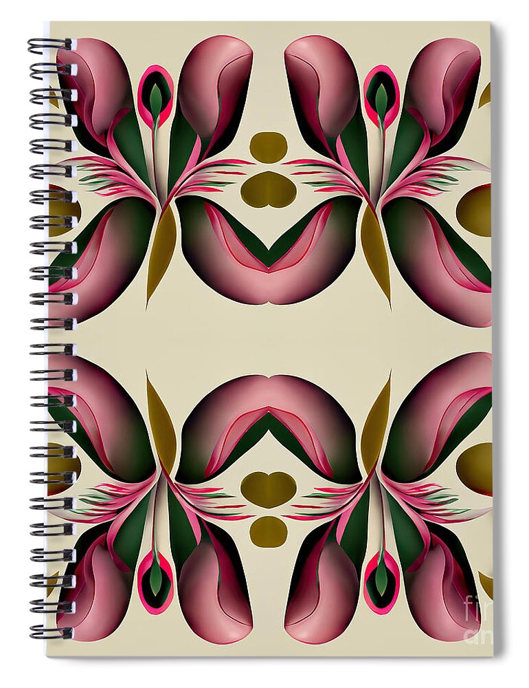 Midjourney Ai Spiral Notebook featuring the photograph Formal Floral Flourish 01 by Jack Torcello