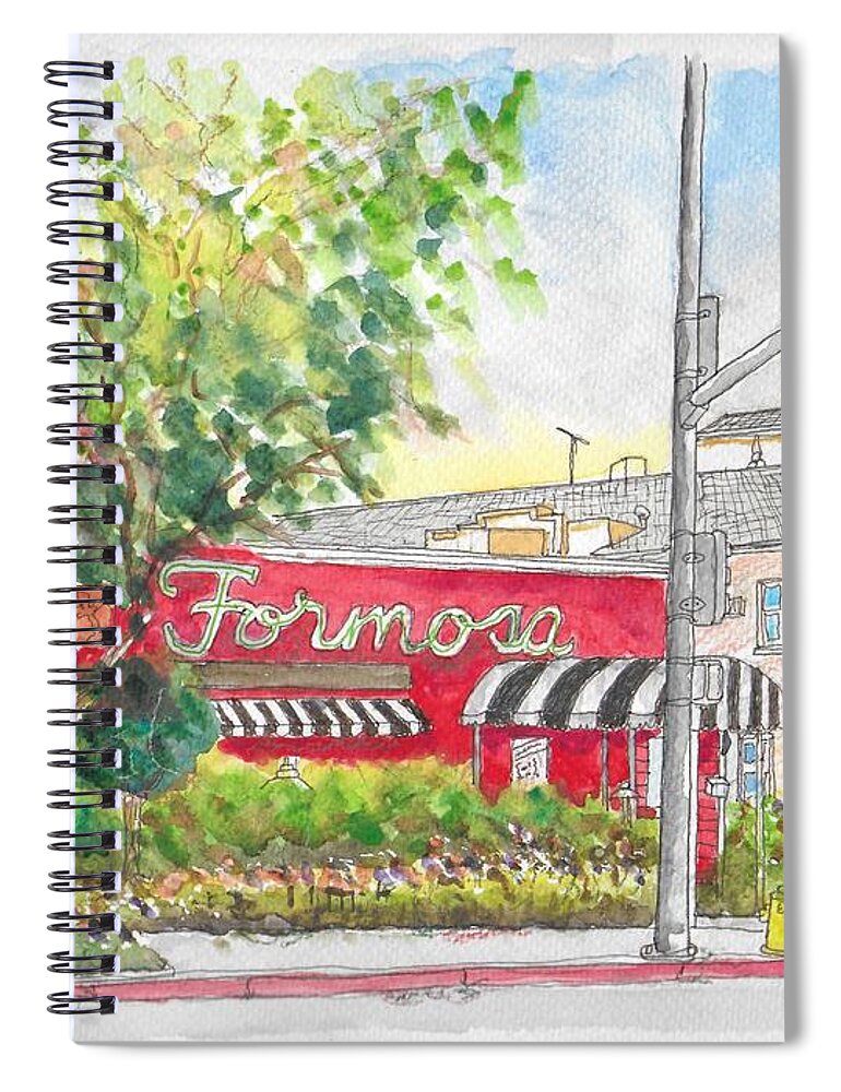 Formosa Cafe Spiral Notebook featuring the painting Formosa Cafe in Santa Monica Blvd., Hollywood, California by Carlos G Groppa
