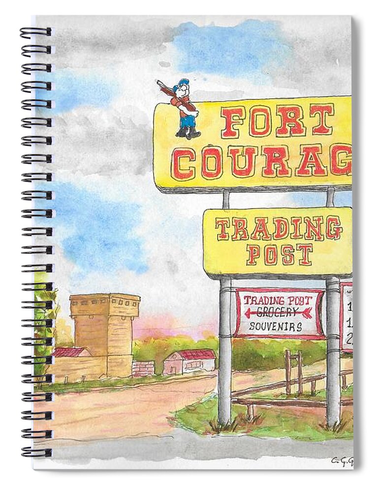 Fort Courage Trading Post Spiral Notebook featuring the painting Fort Courage Trading Post in Houck, Arizona by Carlos G Groppa
