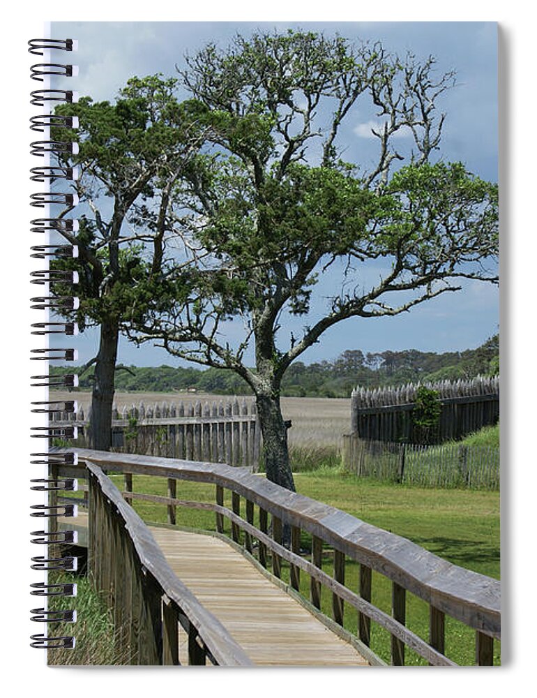  Spiral Notebook featuring the photograph Fort Fisher Boardwalk by Heather E Harman