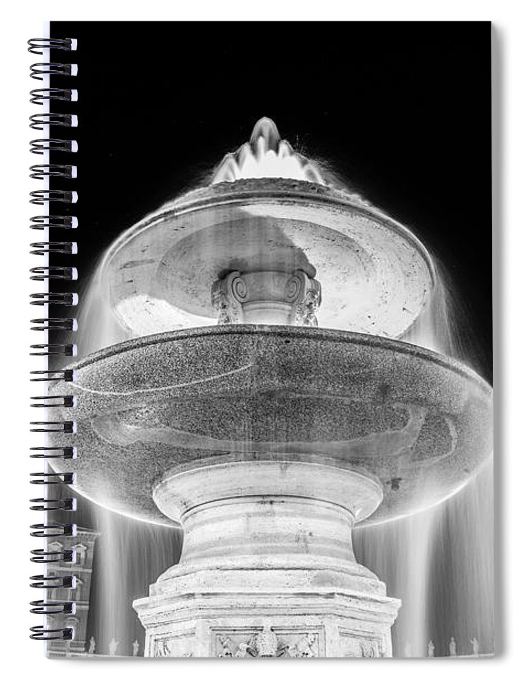 Night Spiral Notebook featuring the photograph Fountain at St. Peter's Square by night with starry sky by Fabiano Di Paolo