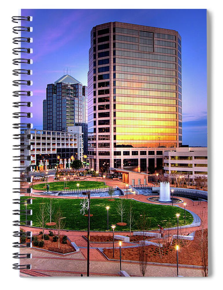 North Carolina Spiral Notebook featuring the photograph Fountain in the Park by Dan Carmichael