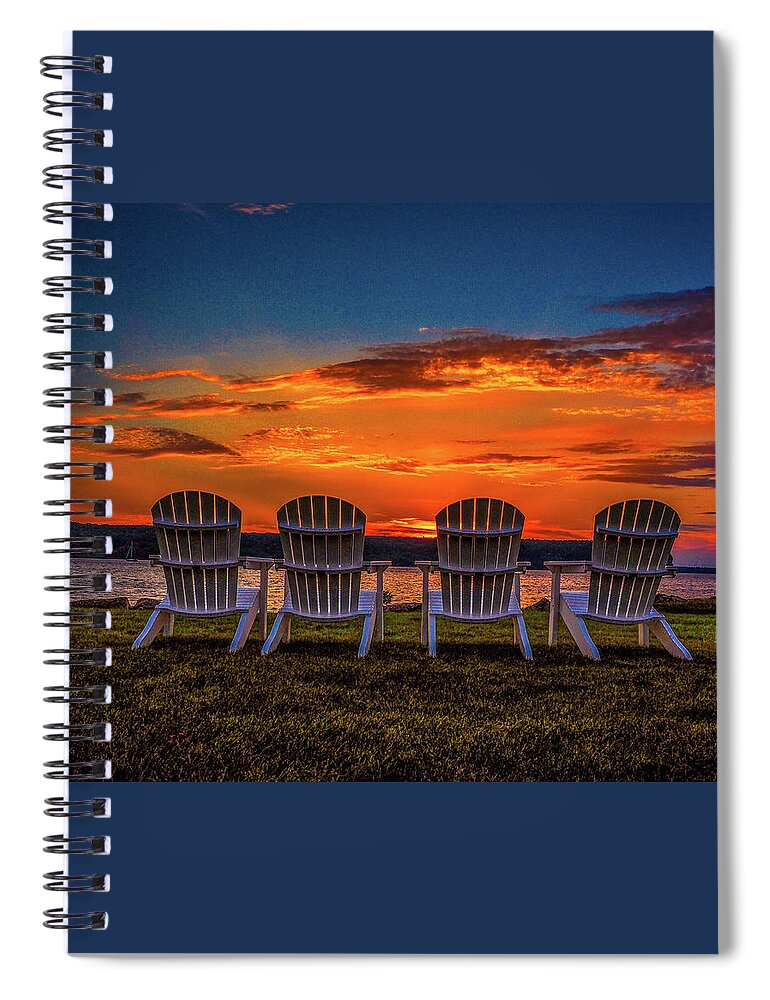 Sunset Spiral Notebook featuring the photograph Four Chairs at Sunset in Door County by James C Richardson