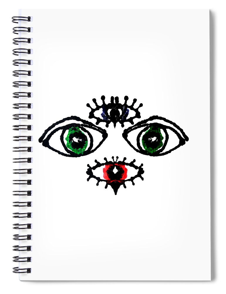 Abstract Spiral Notebook featuring the painting Four Eyes by Stephenie Zagorski