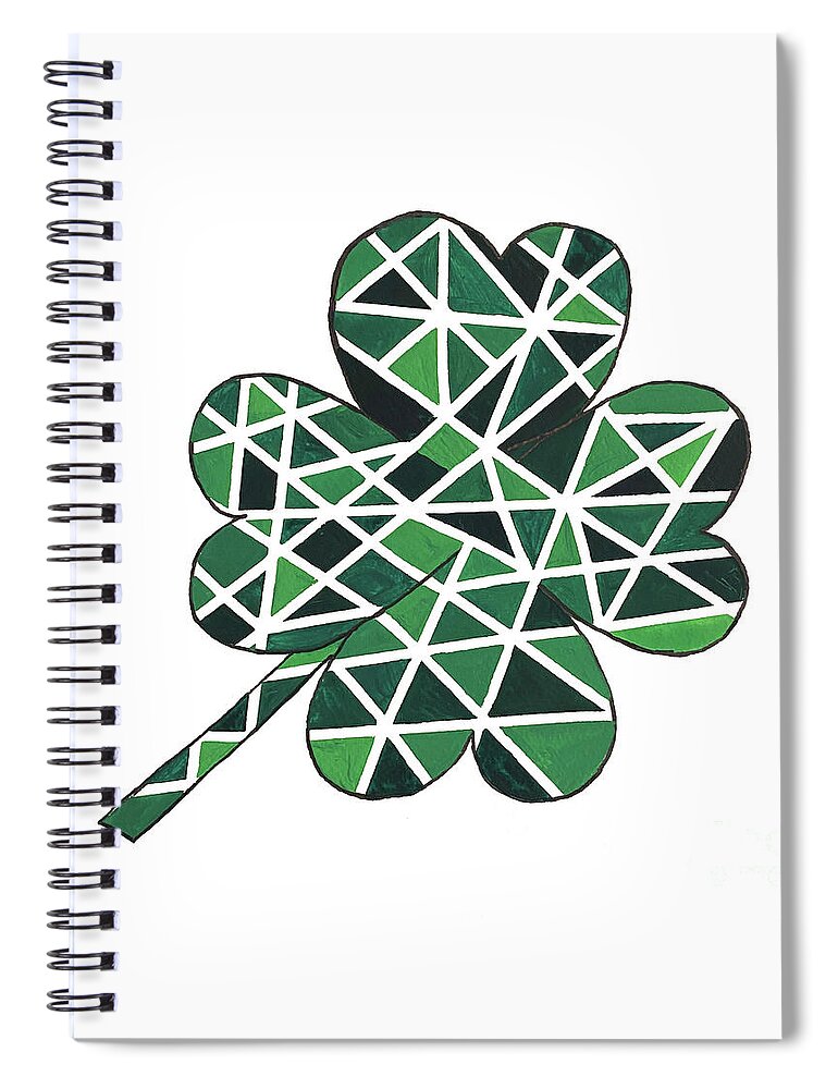 Four Leaf Clover Spiral Notebook featuring the mixed media Four Leaf Clover by Lisa Neuman