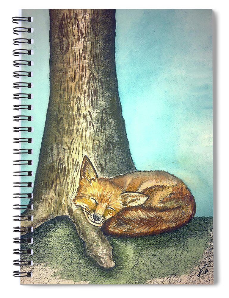 Nature Spiral Notebook featuring the painting Fox And Tree by Christina Wedberg