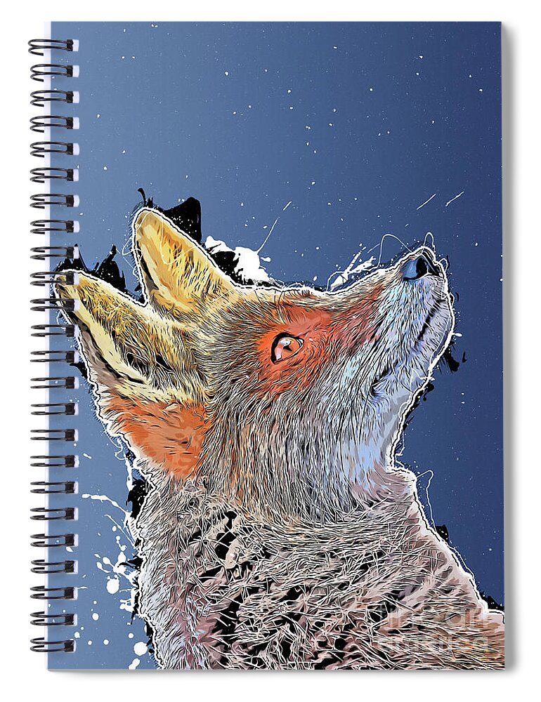 Fox Spiral Notebook featuring the digital art Fox Animals Art #fox by Justyna Jaszke JBJart