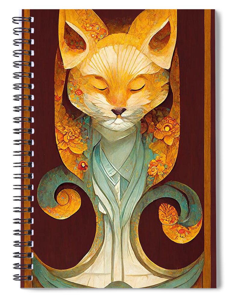 Fox Spiral Notebook featuring the digital art Fox Dreams by Nickleen Mosher
