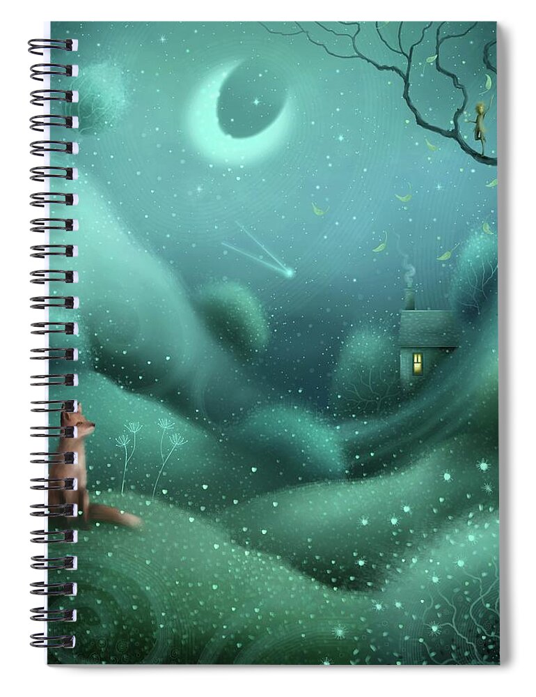 Landscape Spiral Notebook featuring the painting Fox, Fairy, Falling Leaves by Joe Gilronan