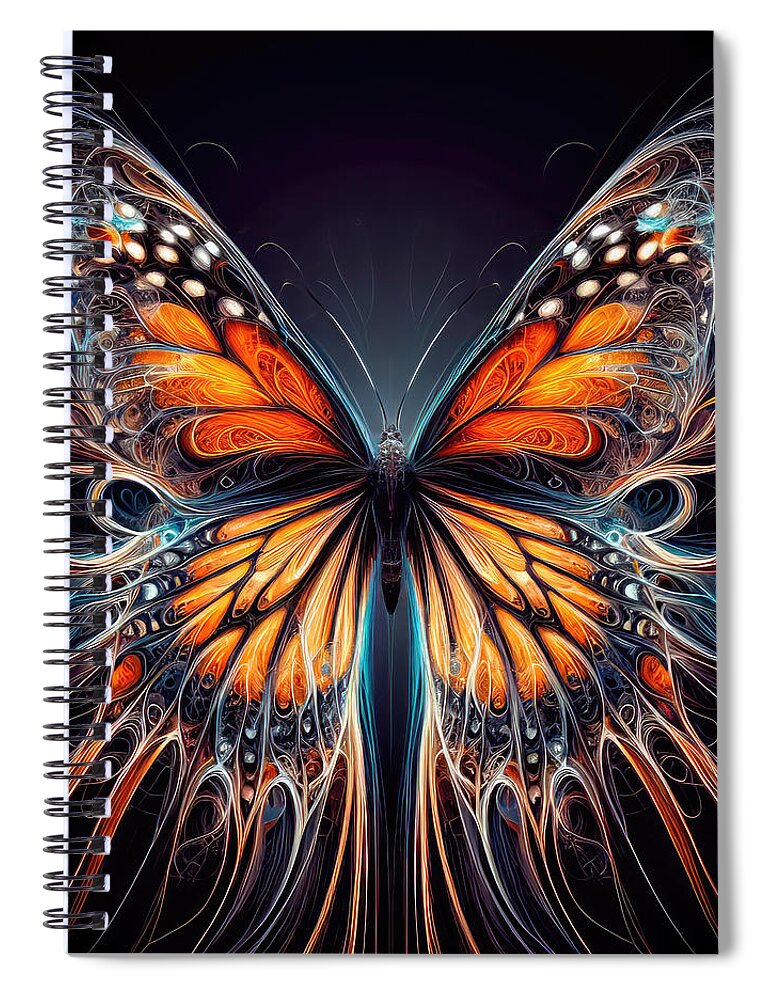 Monarch Butterfly Spiral Notebook featuring the photograph Fractal Monarch by Bill and Linda Tiepelman