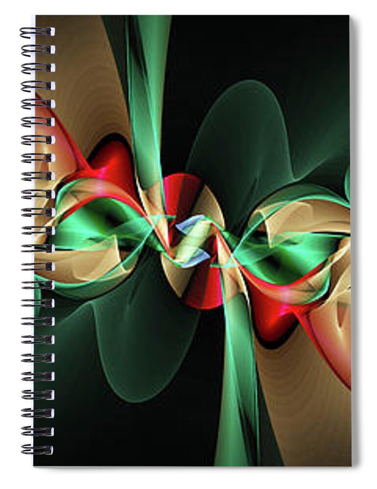 Fractal Plasma Spiral Notebook featuring the digital art Fractal Plasma by Ann Garrett