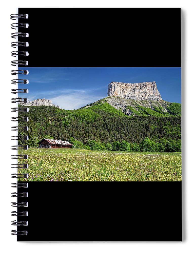 Wild Spiral Notebook featuring the photograph France - the Mont Aiguille in Trieves by Olivier Parent