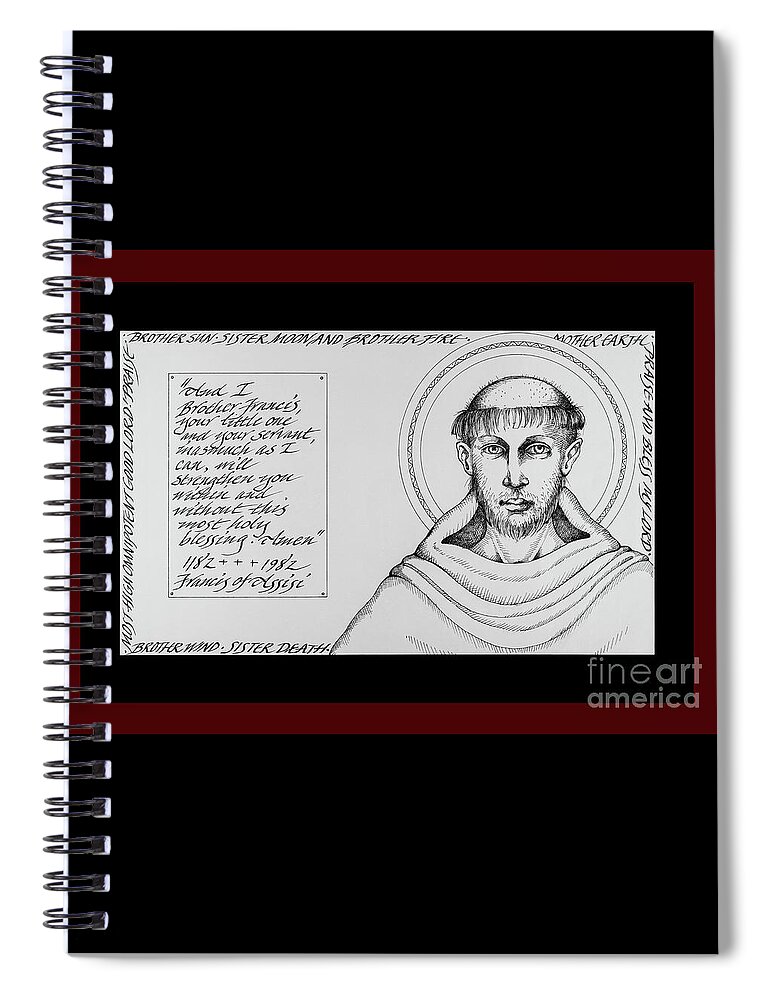 Francis Brother Sun Sister Moon Spiral Notebook featuring the drawing Francis Brother Sun Sister Moon by William Hart McNichols