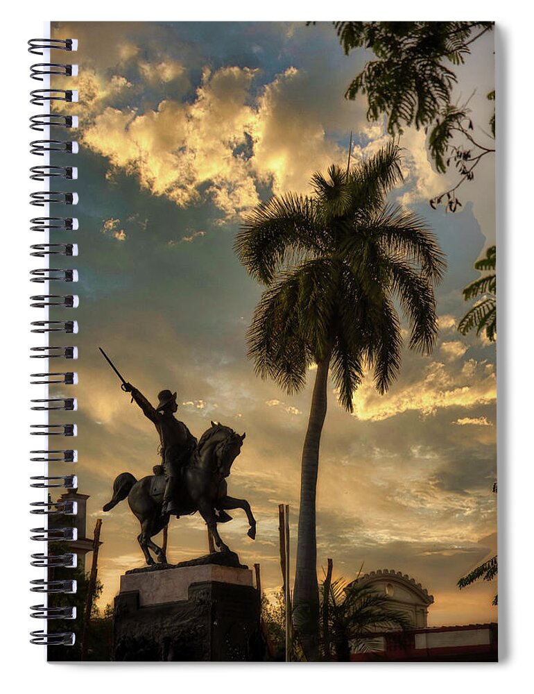 Palm Spiral Notebook featuring the photograph Francisco De Aguero Statue by Micah Offman