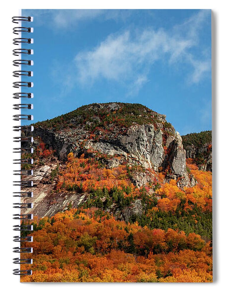Franconia Notch Cliff In Autumn Spiral Notebook featuring the photograph Franconia Notch Cliff In Autumn by Dan Sproul