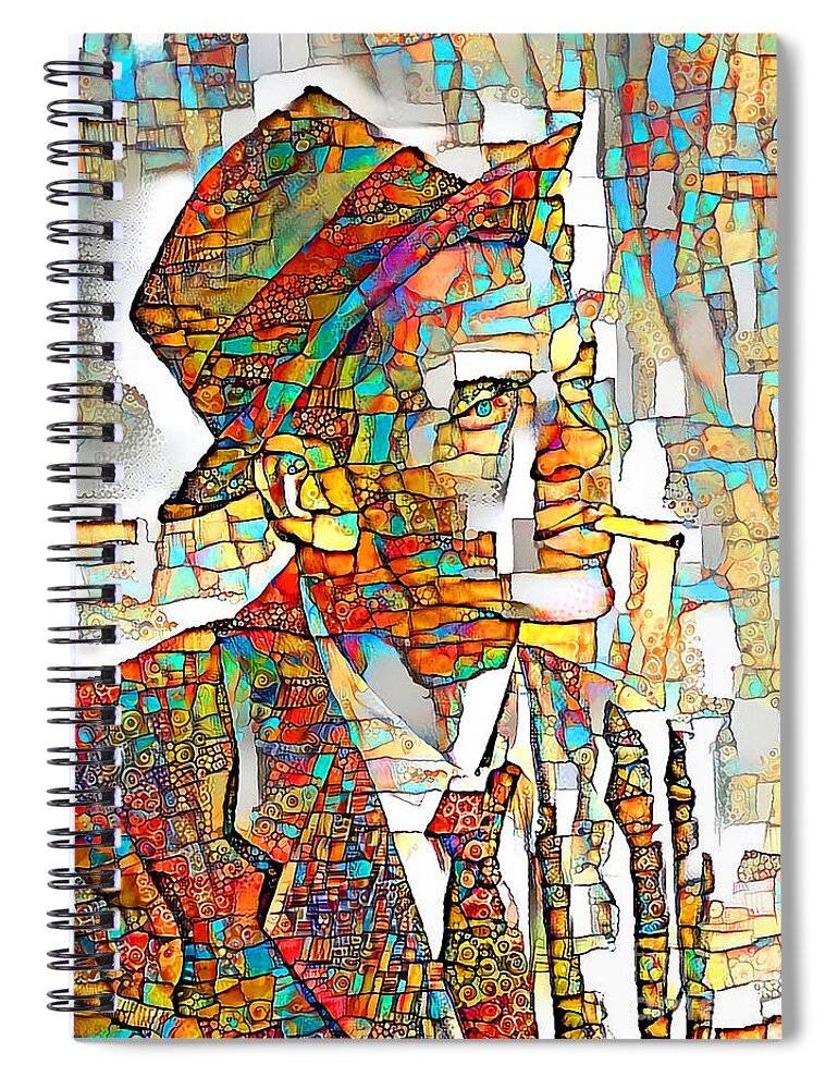 Wingsdomain Spiral Notebook featuring the photograph Frank Sinatra in Vibrant Playful Whimsical Colors 20200524 by Wingsdomain Art and Photography
