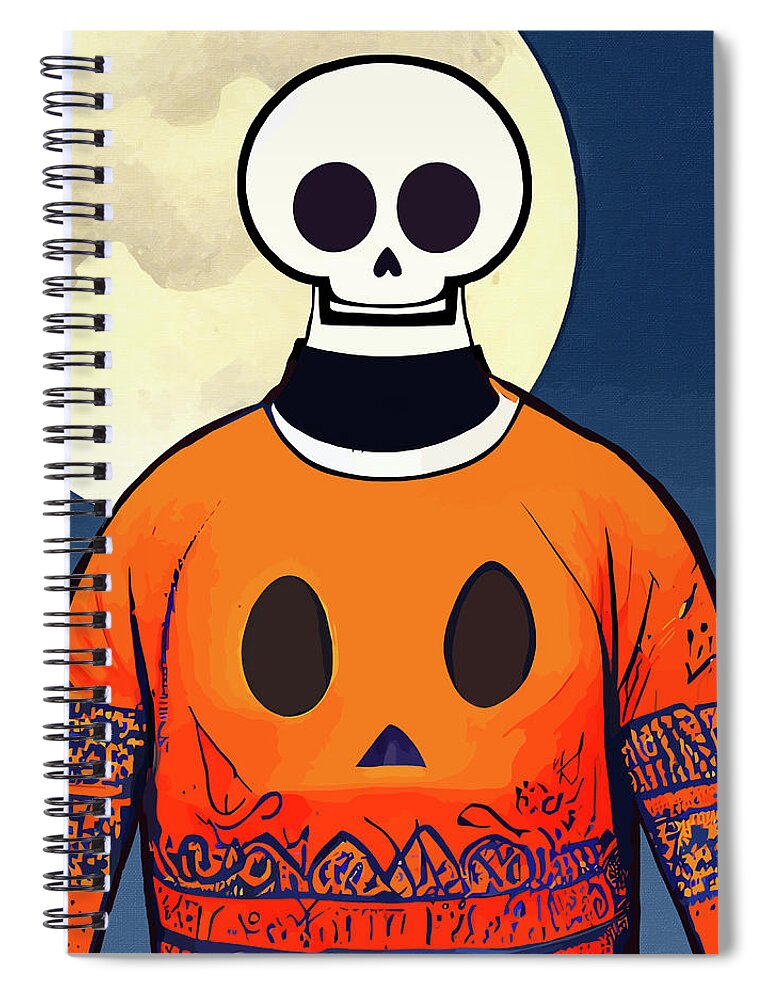 Skeleton Spiral Notebook featuring the digital art Frank The Skeleton by Mark Tisdale