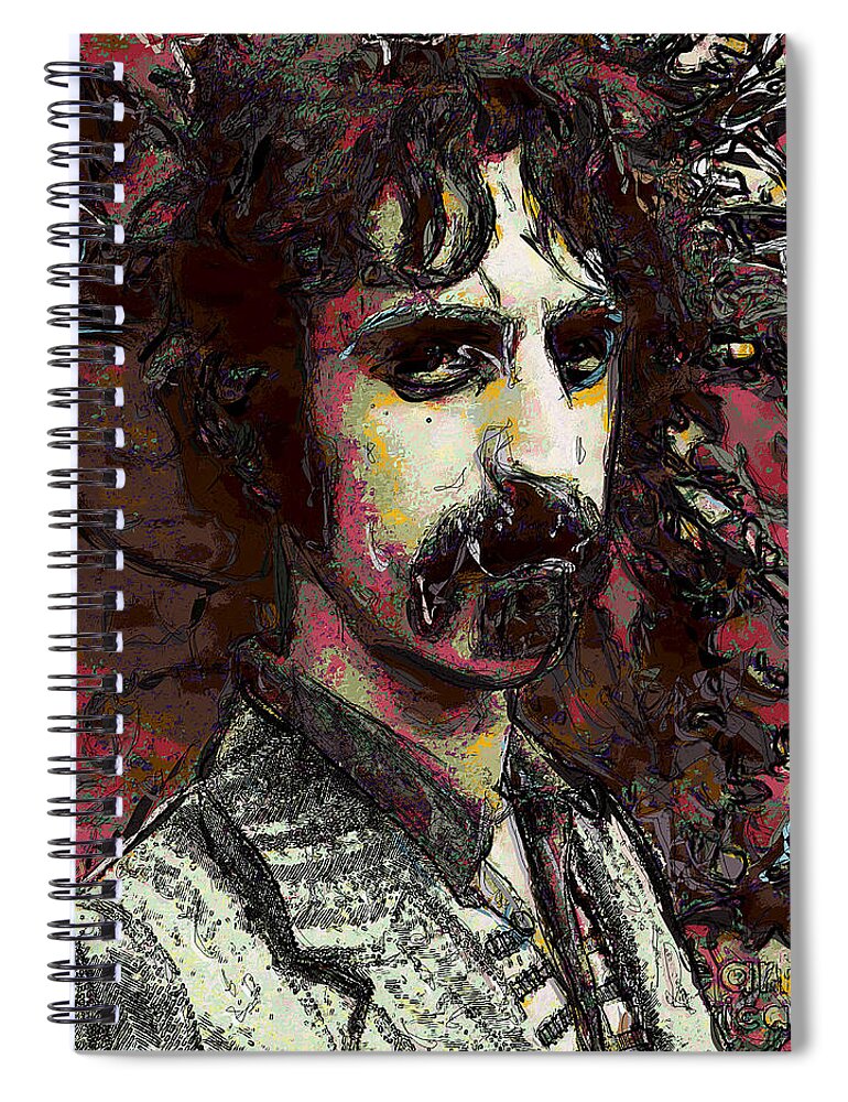 Zappa Spiral Notebook featuring the digital art Frank Zappa by David Lane