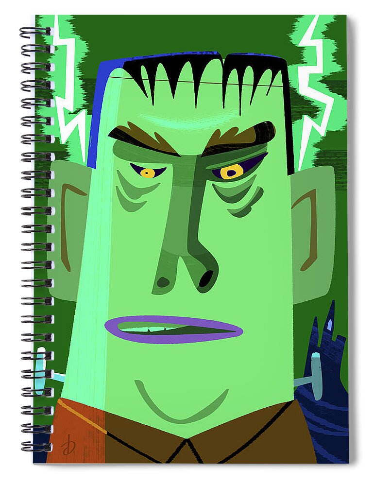 Frankenstein Spiral Notebook featuring the digital art Frankenstein by Alan Bodner
