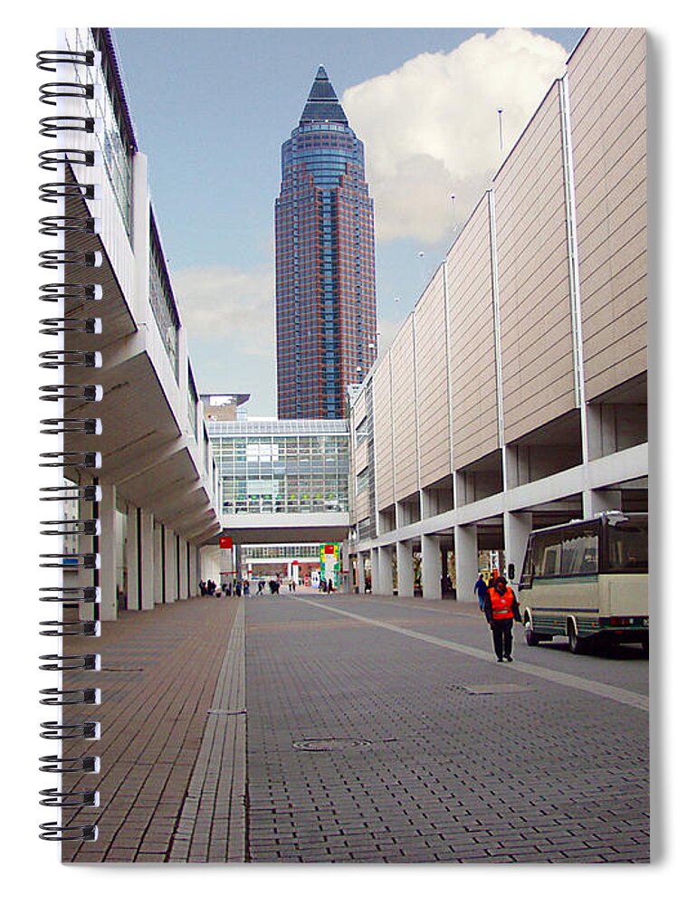 Architecture Spiral Notebook featuring the photograph Frankfurter Messe Turm by Luc Van de Steeg