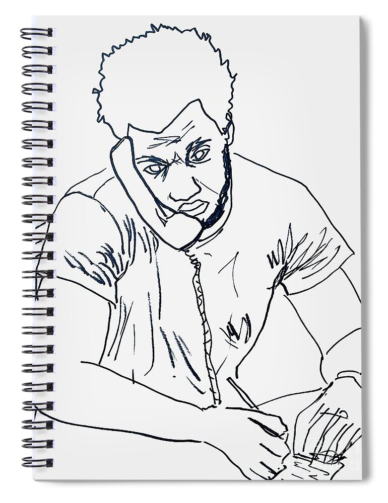 Sketch Spiral Notebook featuring the mixed media Fred Hampton by Oriel Ceballos