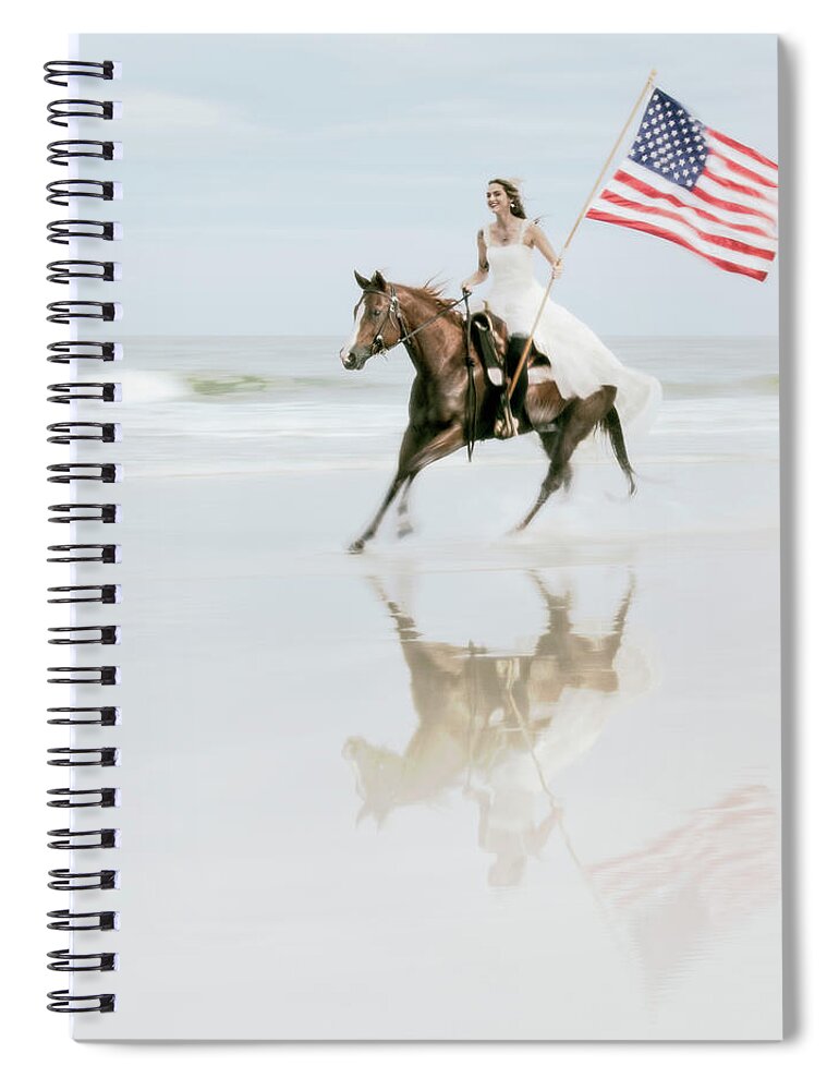 Flag Spiral Notebook featuring the photograph Freedom Run by M Kathleen Warren