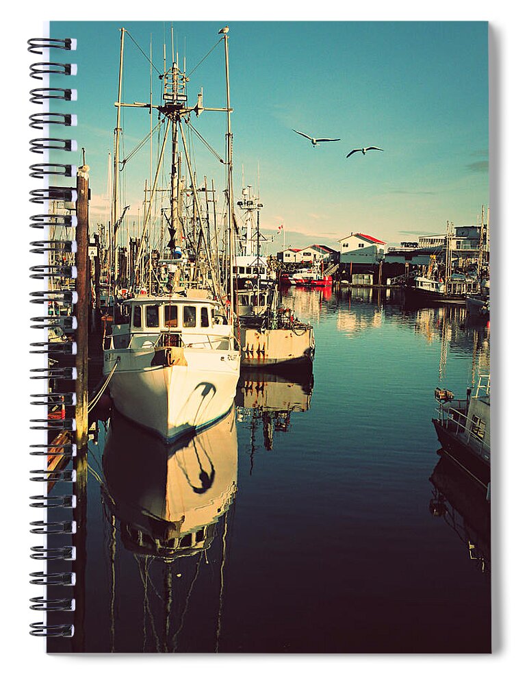Boats Spiral Notebook featuring the photograph French Creek Marina by Micki Findlay