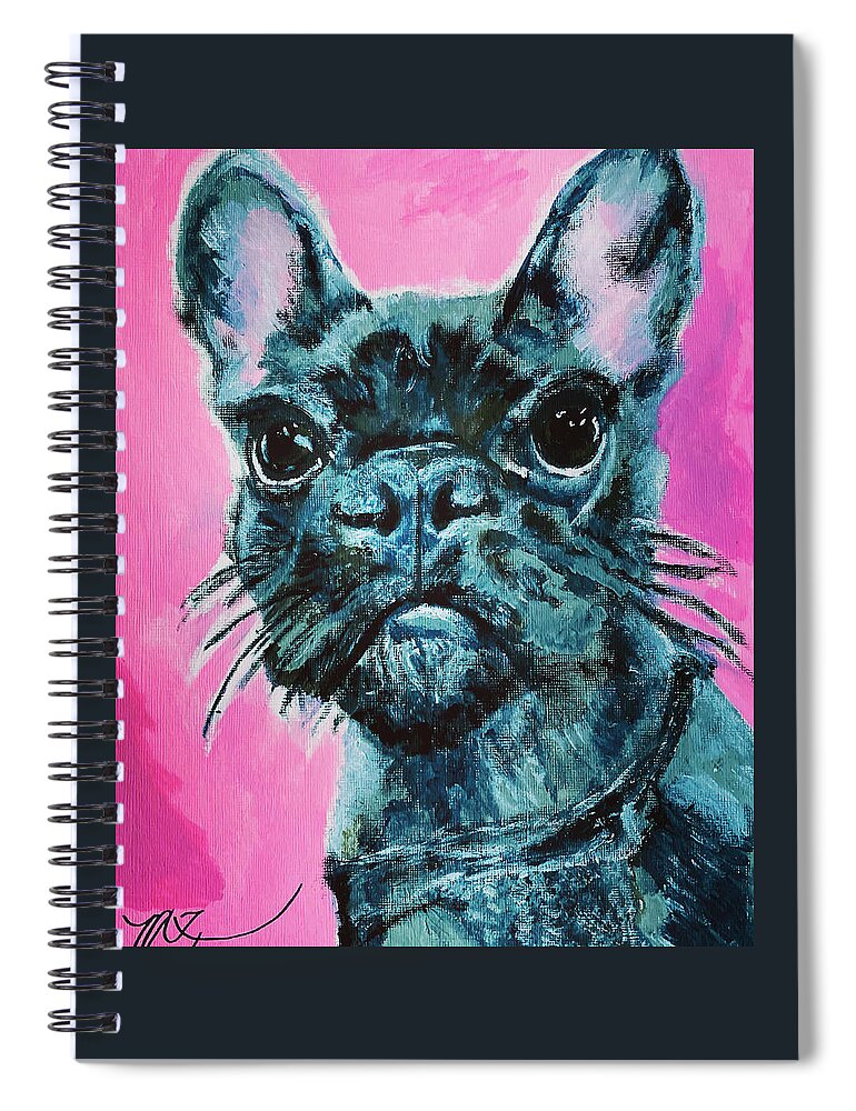 French Bulldog Spiral Notebook featuring the painting Frenchie by Melody Fowler