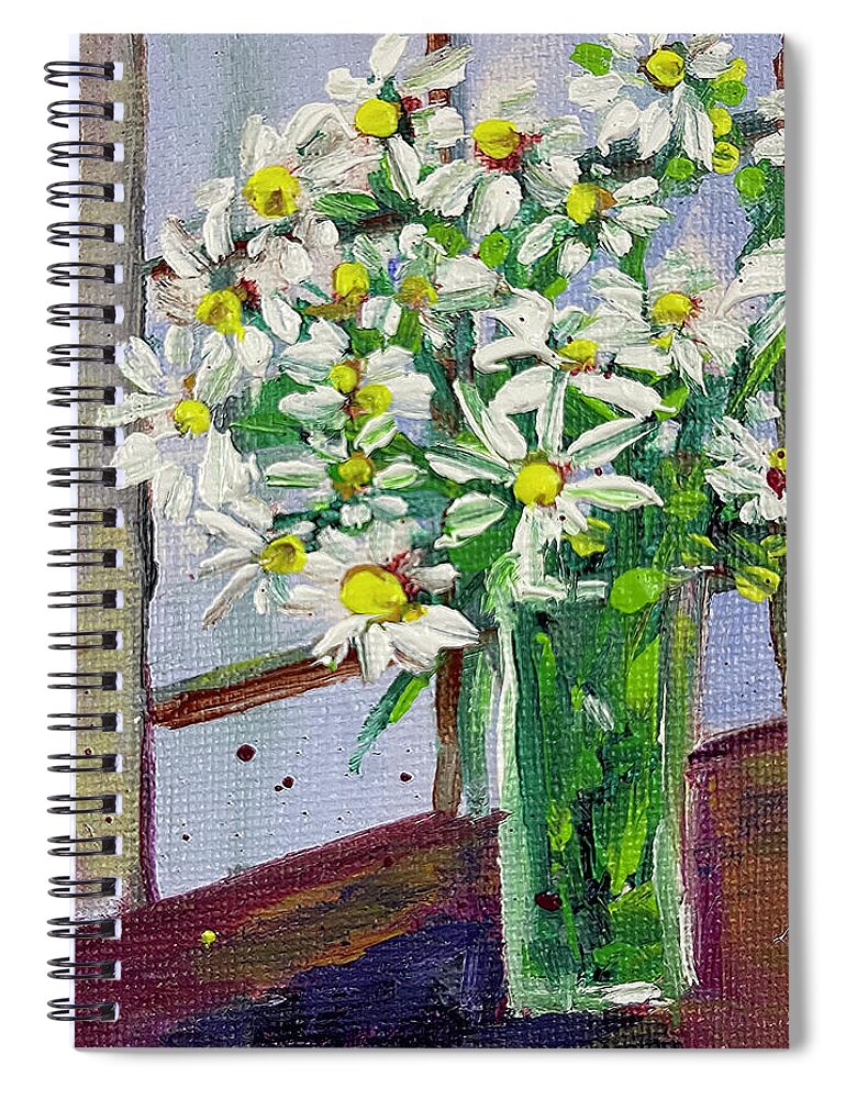 Daisies Spiral Notebook featuring the painting Fresh Daisies by Roxy Rich