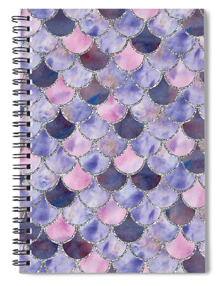 Mermaid Spiral Notebook featuring the digital art Fresh Purple Mermaid Scales by Sambel Pedes