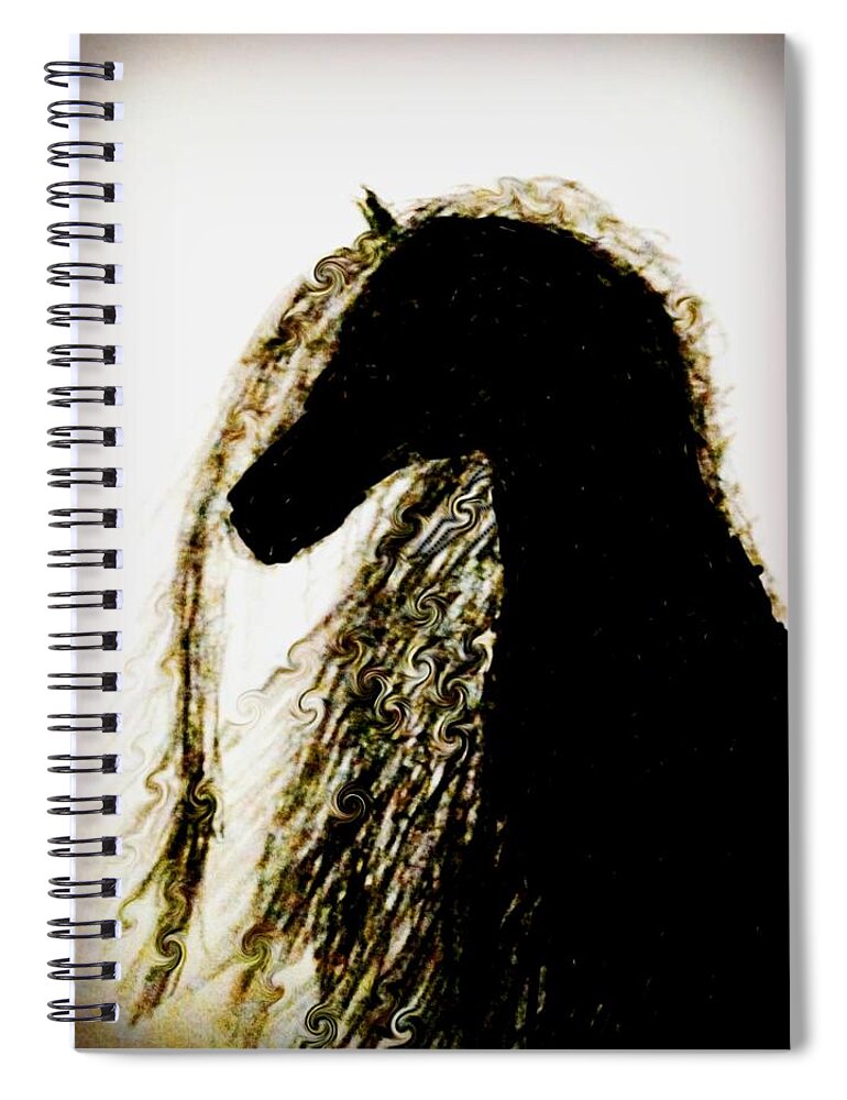 Fresian Spiral Notebook featuring the drawing Fresian Shadow by Anna Adams
