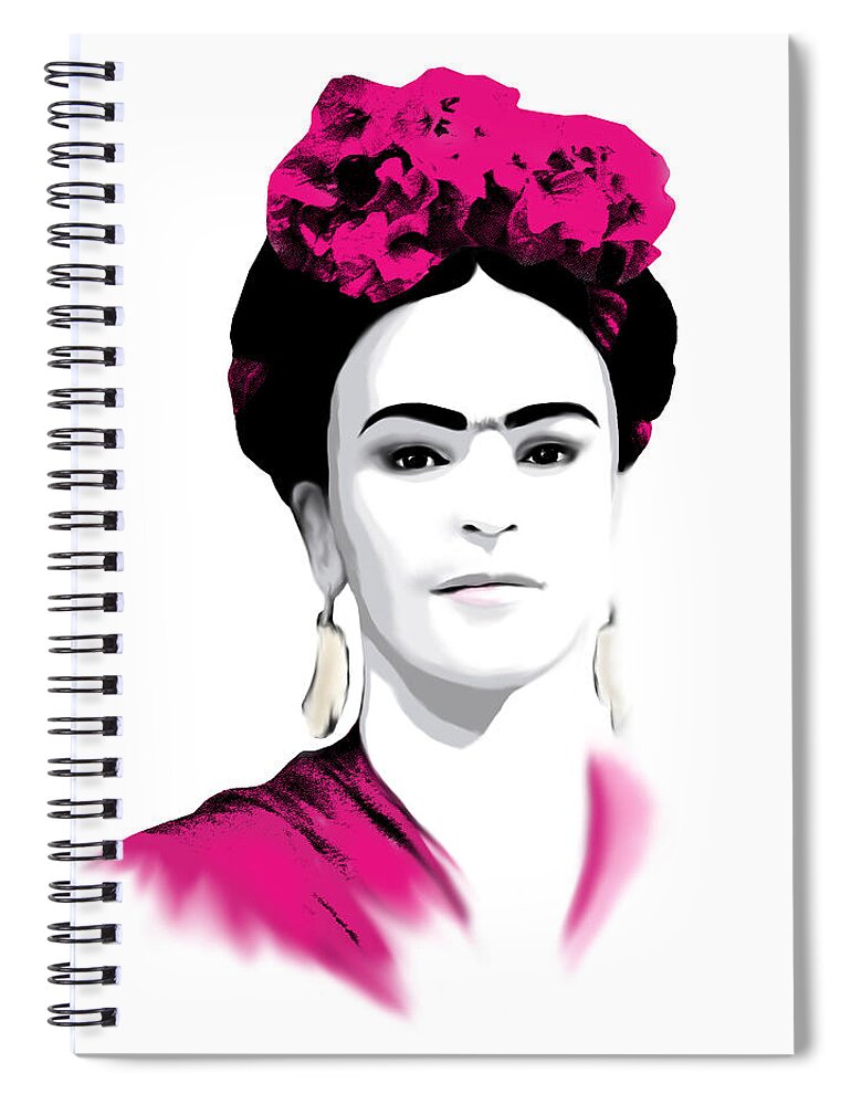 Frida Spiral Notebook featuring the digital art Frida Kahlo 22 by Lucie Dumas